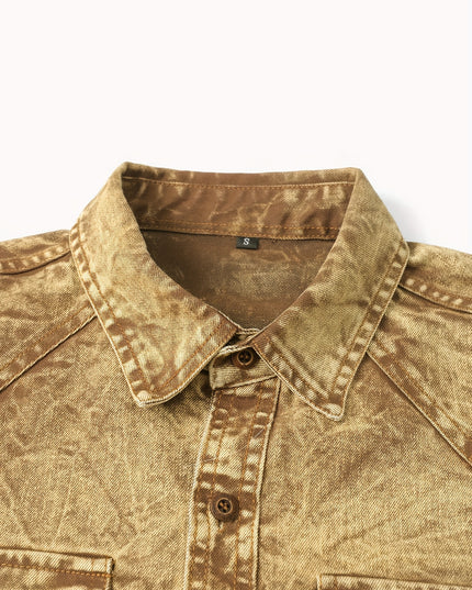 Men's Vintage Denim Shirt - Classic Blue, Long Sleeve Casual Jacket