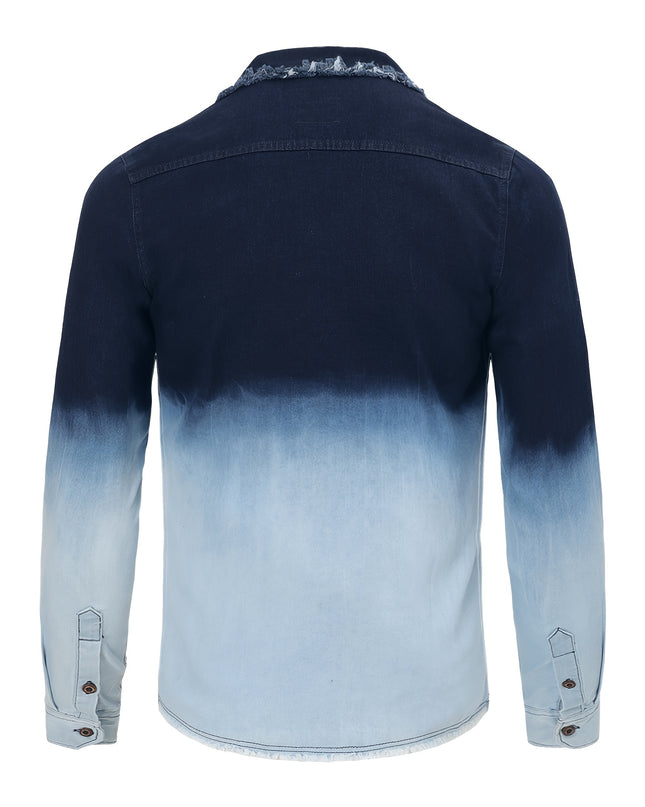 Men's Vintage Distressed Denim Shirt - Casual Long Sleeve Fit