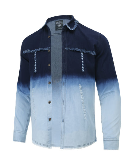 Men's Vintage Distressed Denim Shirt - Casual Long Sleeve Fit
