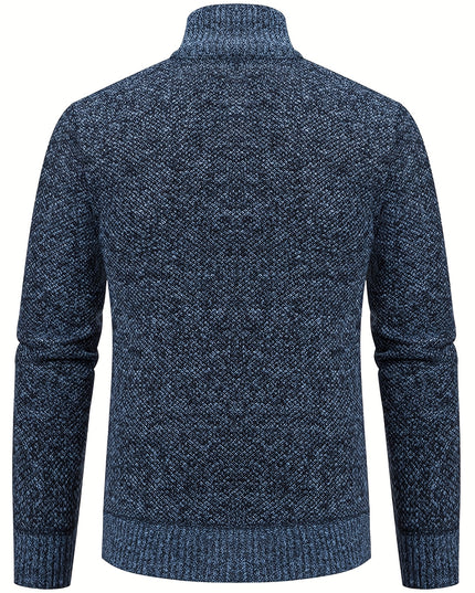 Men's Warm Sweater Jacket - Stand Collar, Ethnic Design