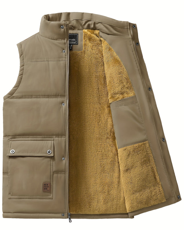 Men's Windproof Fleece Vest - Sleek, Warm, Multifunctional Pockets