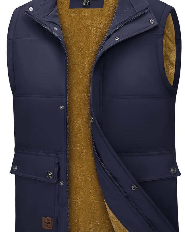 Men's Windproof Fleece Vest - Sleek, Warm, Multifunctional Pockets