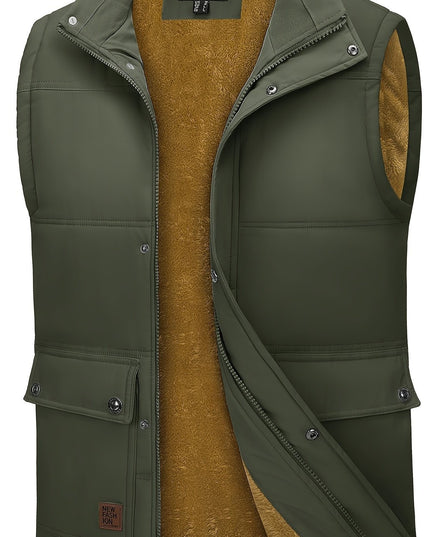 Men's Windproof Fleece Vest - Sleek, Warm, Multifunctional Pockets