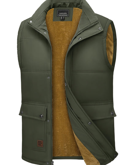 Men's Windproof Fleece Vest - Sleek, Warm, Multifunctional Pockets