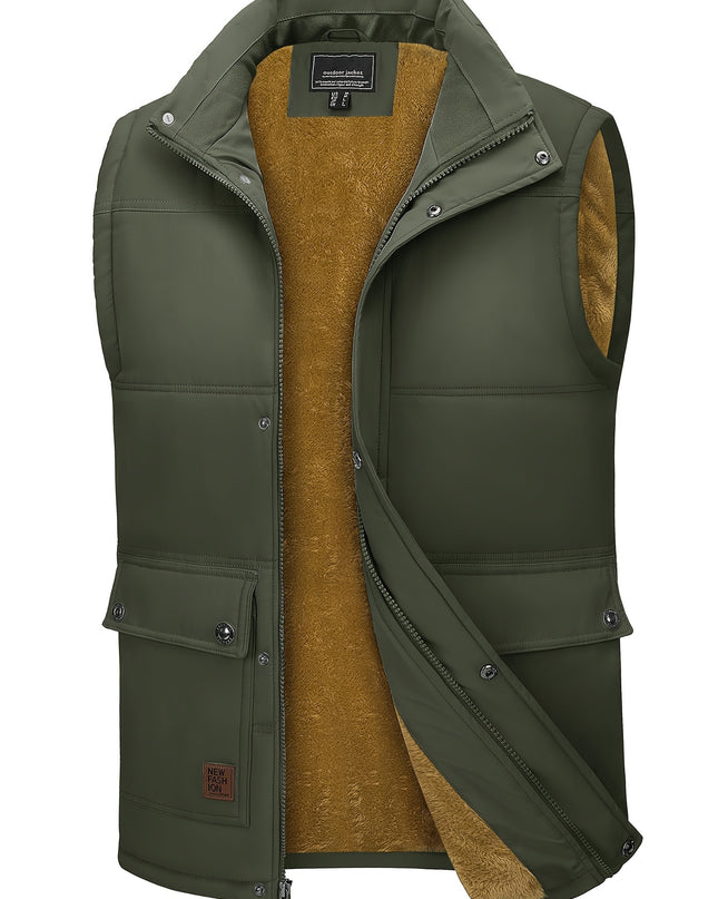 Men's Windproof Fleece Vest - Sleek, Warm, Multifunctional Pockets