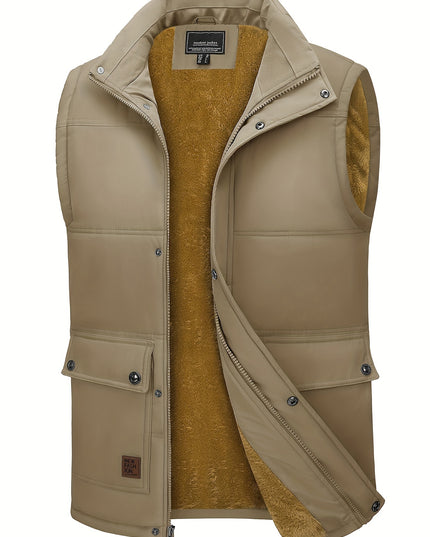 Men's Windproof Fleece Vest - Sleek, Warm, Multifunctional Pockets