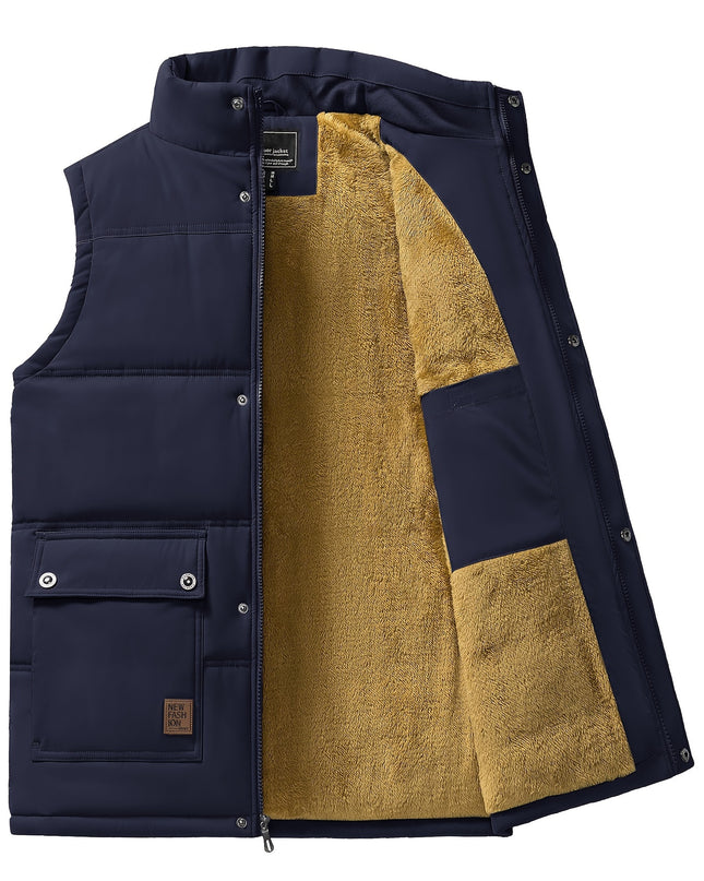 Men's Windproof Fleece Vest - Sleek, Warm, Multifunctional Pockets