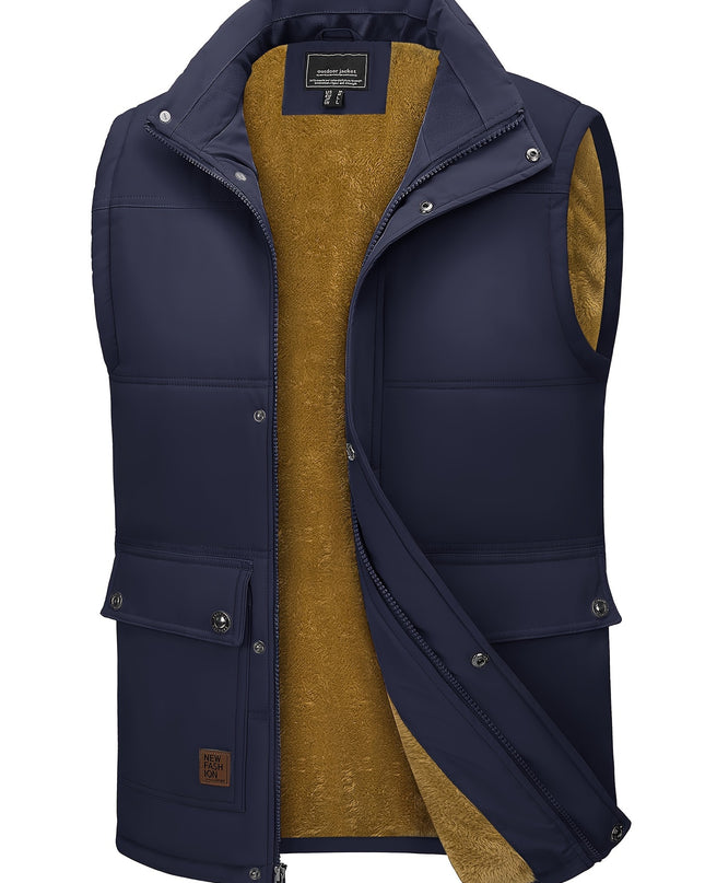 Men's Windproof Fleece Vest - Sleek, Warm, Multifunctional Pockets