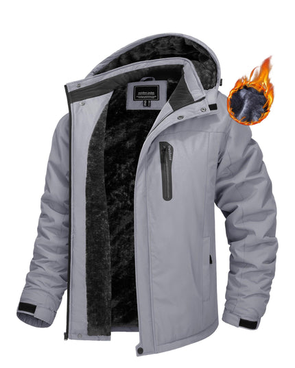 Men's Windproof Ski Jacket - Fleece Lined, 4-Pocket Durable Wear