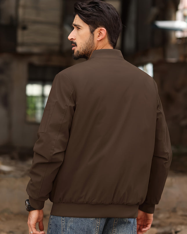 Men's Winter Baseball Jacket - Soft, Windproof, Multi-Pocket