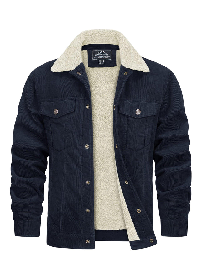 Men's Winter Corduroy Jacket - Thick, Warm, Multi-Pocket Design