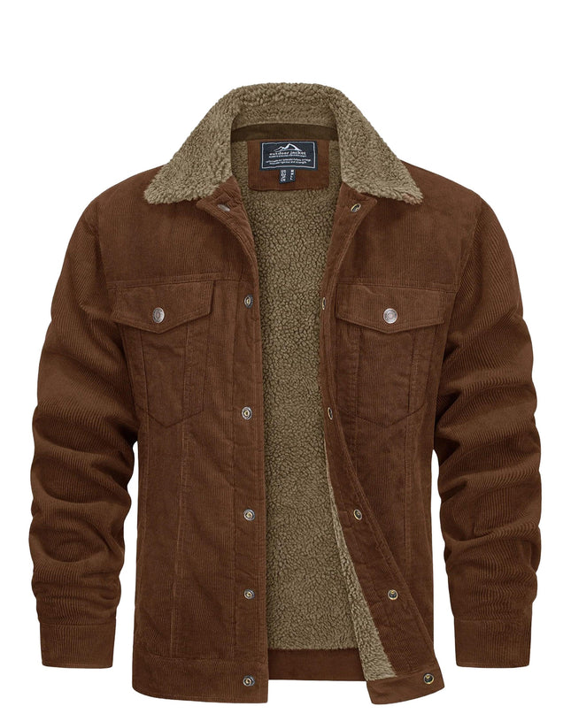 Men's Winter Corduroy Jacket - Thick, Warm, Multi-Pocket Design