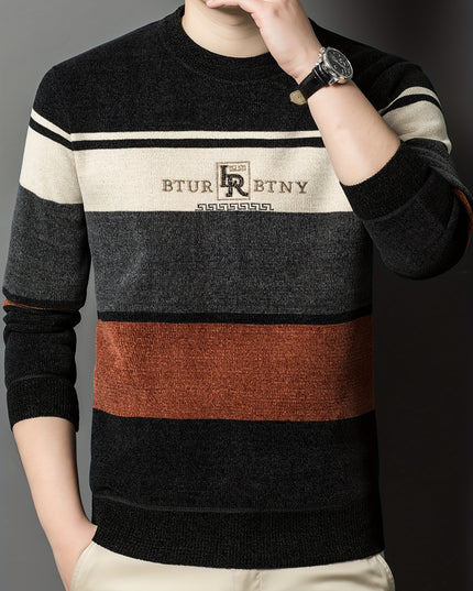 Men's Winter Crew Neck Sweater - Thick Knit, Casual Style