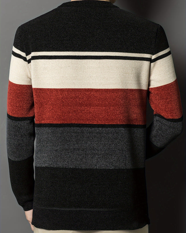 Men's Winter Crew Neck Sweater - Thick Knit, Casual Style