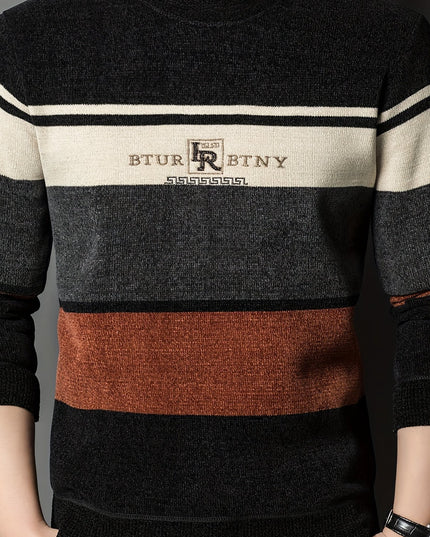 Men's Winter Crew Neck Sweater - Thick Knit, Casual Style