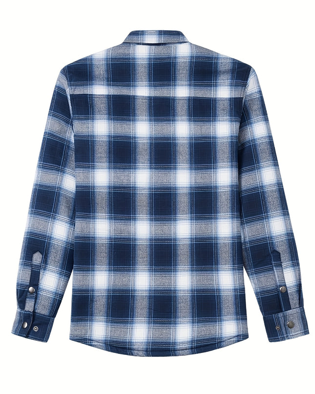 Men's Winter Flannel Jacket - Quilted, Windproof, 5 Pockets