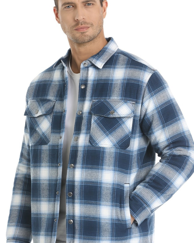 Men's Winter Flannel Jacket - Quilted, Windproof, 5 Pockets