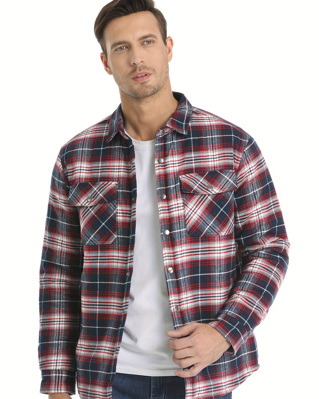 Men's Winter Flannel Jacket - Quilted, Windproof, 5 Pockets