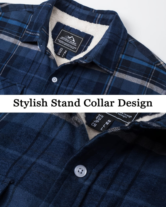 Men's Winter Flannel Thermal Jacket - Heavy-Duty, Multi-Pocket Design