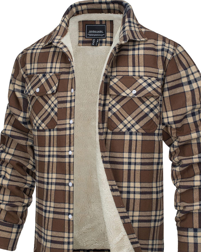 Men's Winter Flannel Thermal Jacket - Heavy-Duty, Multi-Pocket Design