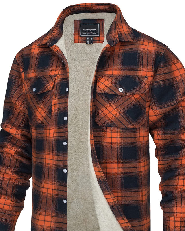 Men's Winter Flannel Thermal Jacket - Heavy-Duty, Multi-Pocket Design