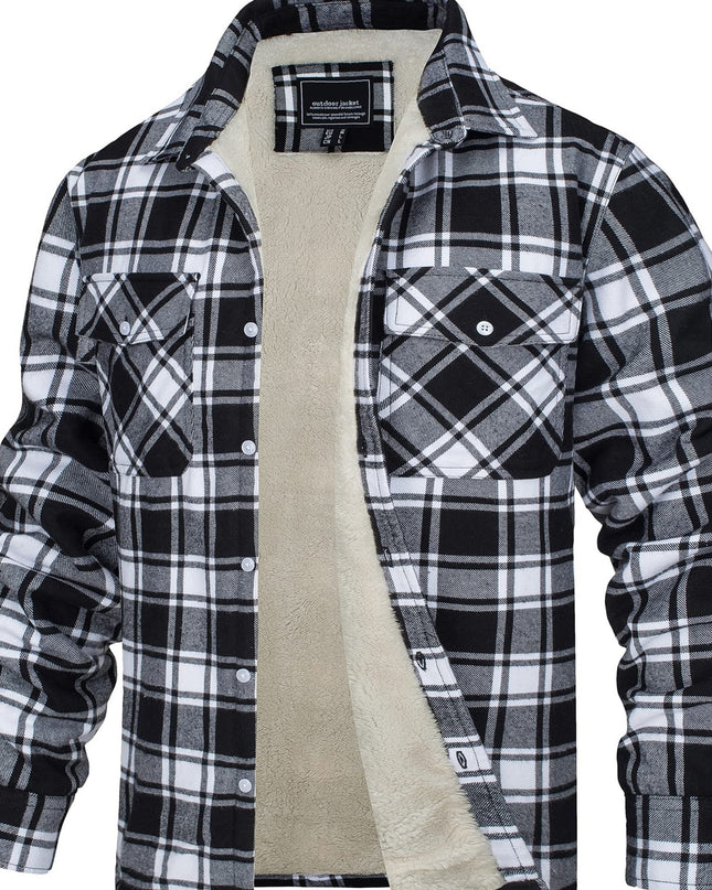 Men's Winter Flannel Thermal Jacket - Heavy-Duty, Multi-Pocket Design