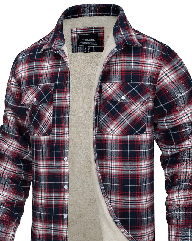 Men's Winter Flannel Thermal Jacket - Heavy-Duty, Multi-Pocket Design