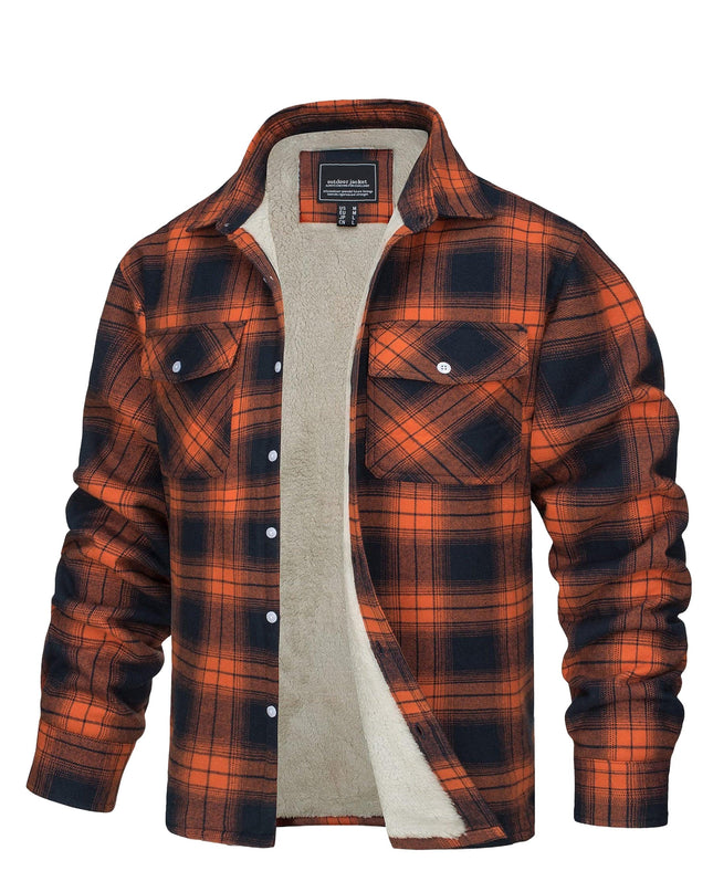 Men's Winter Flannel Thermal Jacket - Heavy-Duty, Multi-Pocket Design