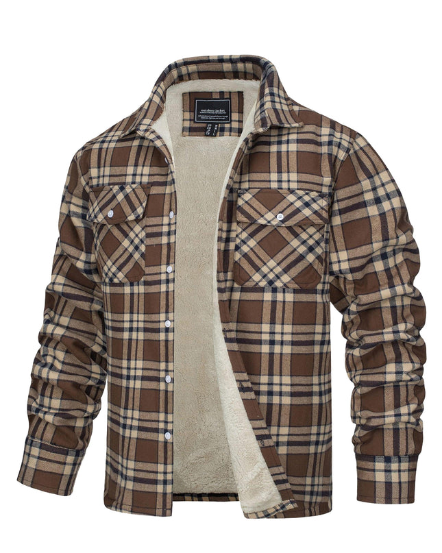 Men's Winter Flannel Thermal Jacket - Heavy-Duty, Multi-Pocket Design