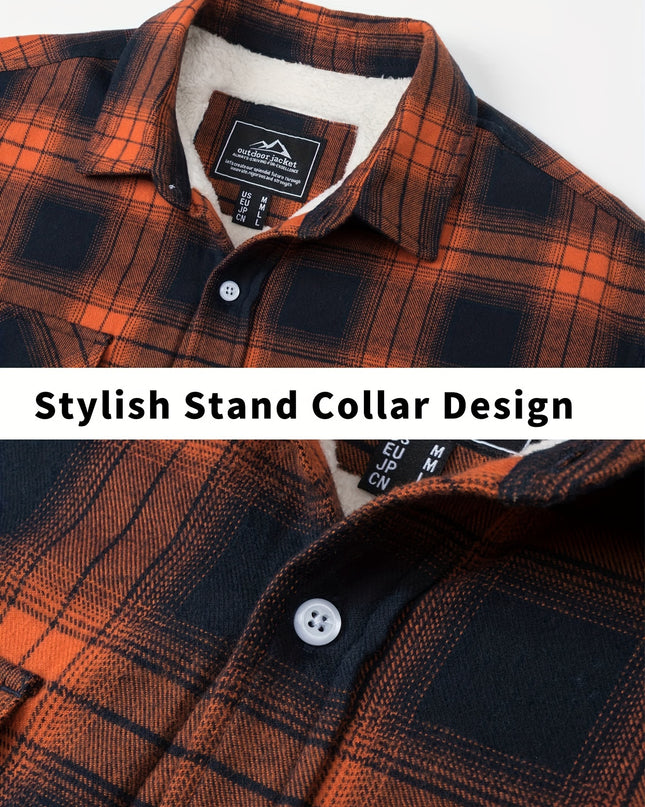 Men's Winter Flannel Thermal Jacket - Heavy-Duty, Multi-Pocket Design