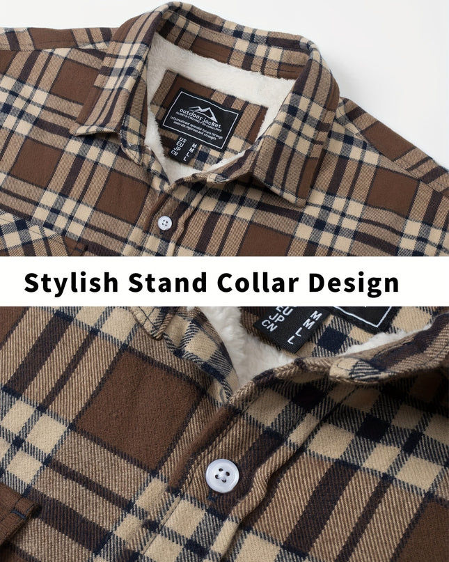 Men's Winter Flannel Thermal Jacket - Heavy-Duty, Multi-Pocket Design