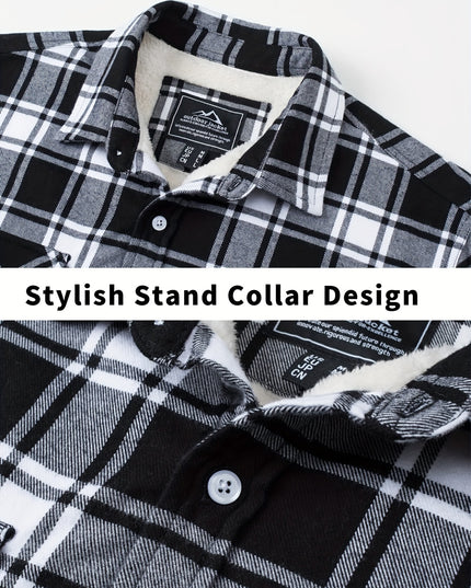 Men's Winter Flannel Thermal Jacket - Heavy-Duty, Multi-Pocket Design