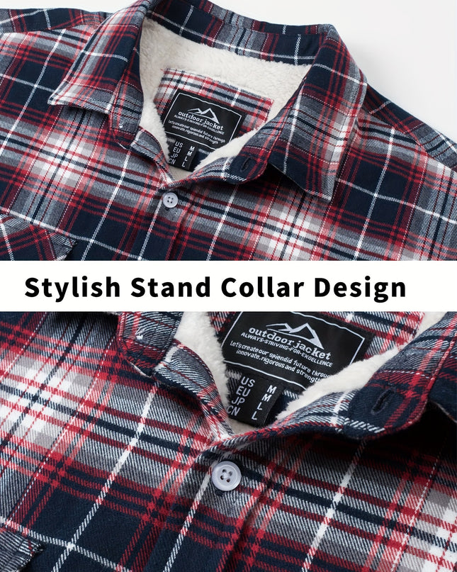 Men's Winter Flannel Thermal Jacket - Heavy-Duty, Multi-Pocket Design