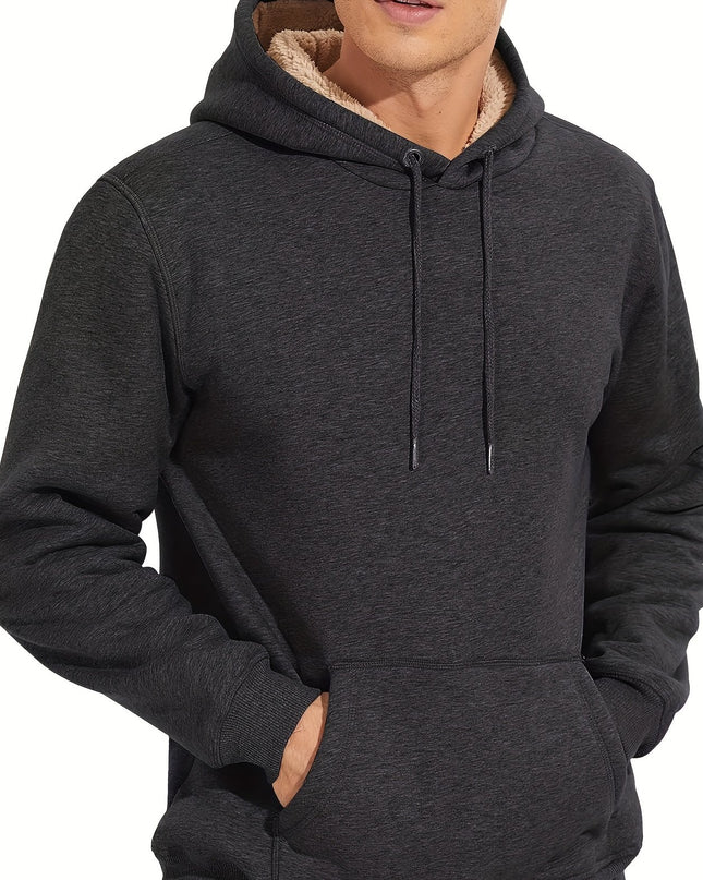 Men's Winter Hoodie - Soft Cotton Spandex, Thick Pullover