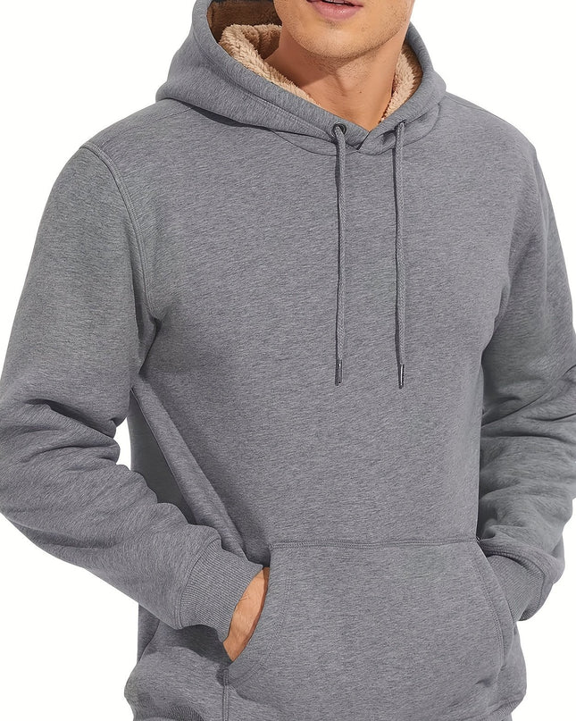Men's Winter Hoodie - Soft Cotton Spandex, Thick Pullover