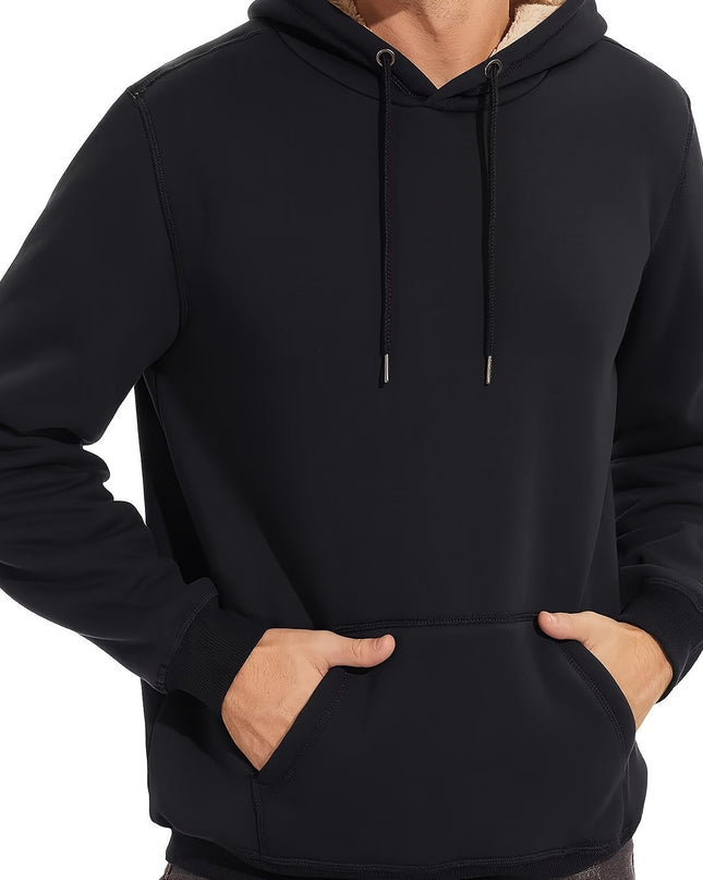Men's Winter Hoodie - Soft Cotton Spandex, Thick Pullover