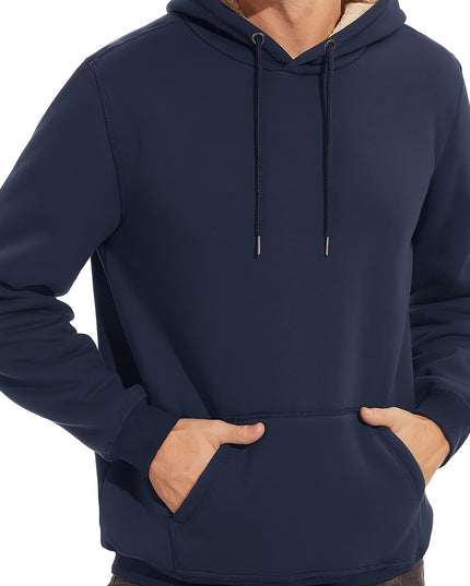 Men's Winter Hoodie - Soft Cotton Spandex, Thick Pullover
