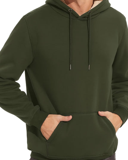 Men's Winter Hoodie - Soft Cotton Spandex, Thick Pullover