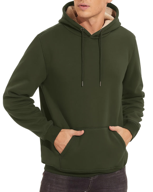 Men's Winter Hoodie - Soft Cotton Spandex, Thick Pullover