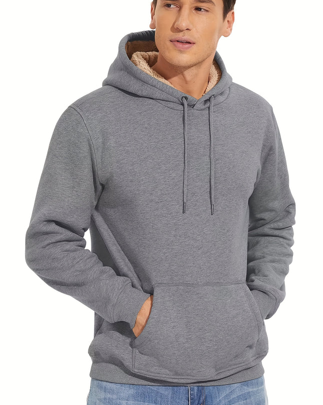 Men's Winter Hoodie - Soft Cotton Spandex, Thick Pullover