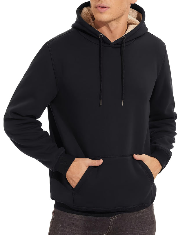 Men's Winter Hoodie - Soft Cotton Spandex, Thick Pullover