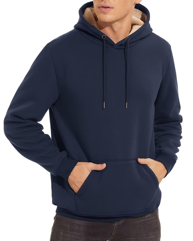 Men's Winter Hoodie - Soft Cotton Spandex, Thick Pullover