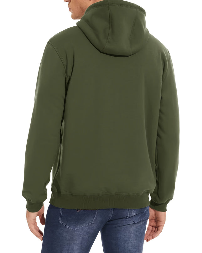 Men's Winter Hoodie - Soft Cotton Spandex, Thick Pullover