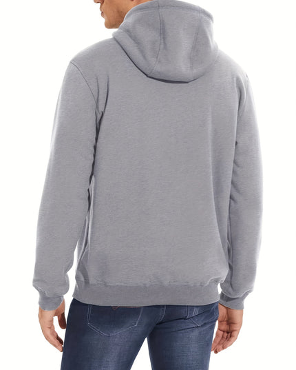 Men's Winter Hoodie - Soft Cotton Spandex, Thick Pullover