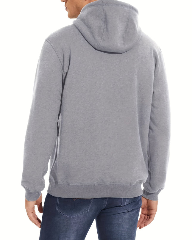 Men's Winter Hoodie - Soft Cotton Spandex, Thick Pullover