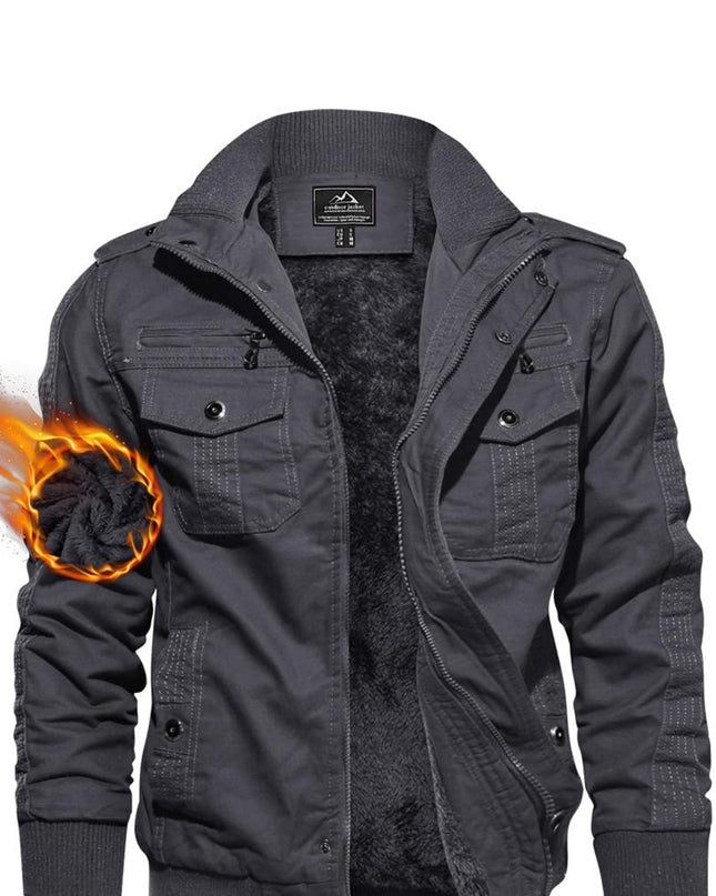 Men's Winter Jacket - Thick, Windproof, Fleece-Lined Design