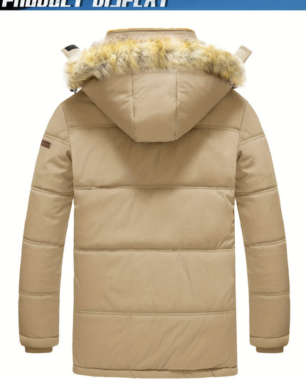 Men's Winter Jacket - Windproof, Fleece-Lined with Pockets