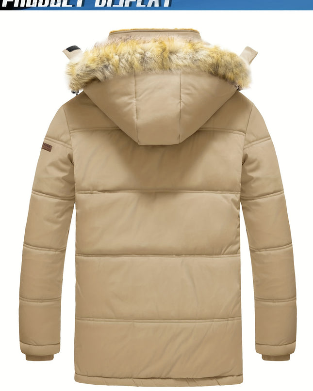 Men's Winter Jacket - Windproof, Fleece-Lined with Pockets
