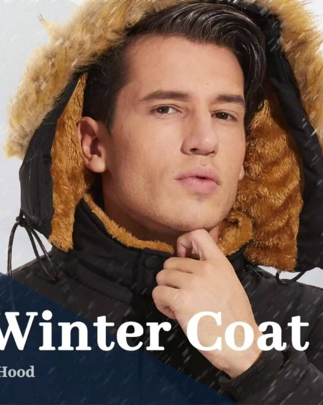 Men's Winter Jacket - Windproof, Fleece-Lined with Pockets