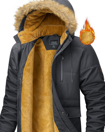 Men's Winter Jacket - Windproof, Fleece-Lined with Pockets